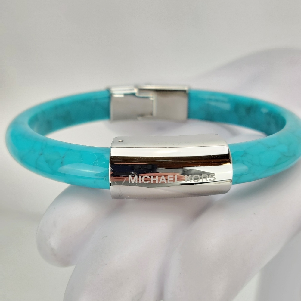 Michael Kors Gold Turquoise Enamel Heritage Monogr